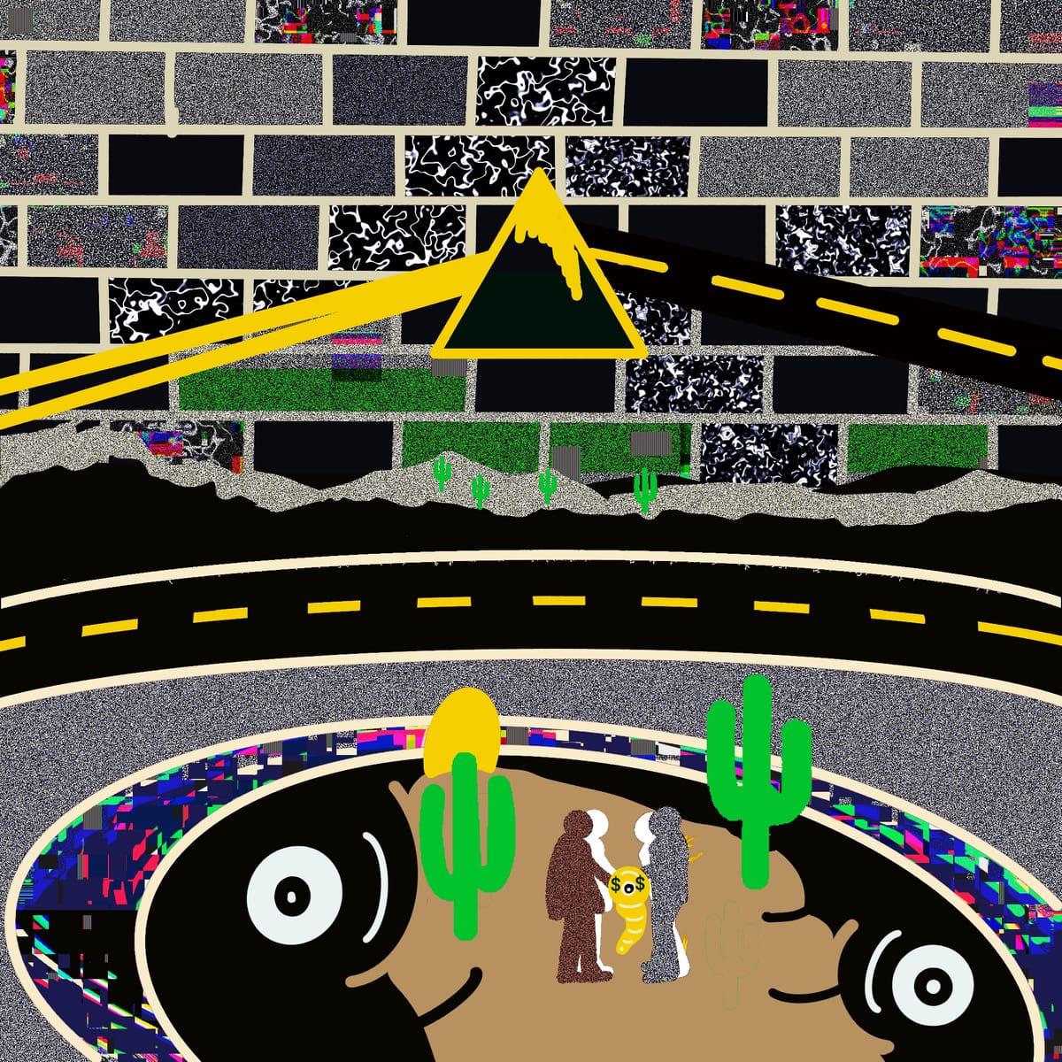 An abstract image of noise and subtle nods to Pink Floyd in a Canned Parasite dimension