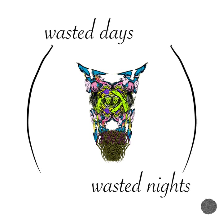 abstraction of a humoresque grotesque mask within an ellipses, suggestive 
