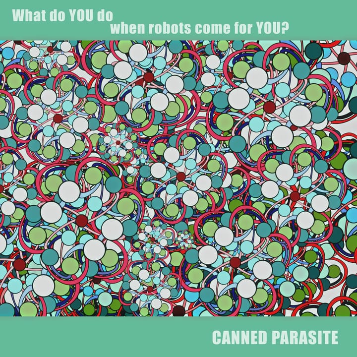 Lots of random 2 dimensional circles connected by wires in a green blue motif...